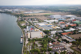 Vue oblique de Quartier Rheindürkheim in Worms dans le département Rhénanie-Palatinat, Allemagne