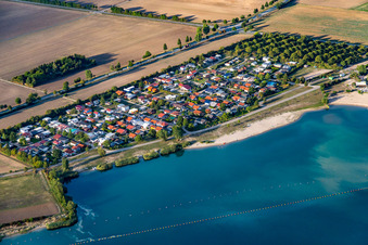 Vue aérienne de École de surf Biblis à Riedsee à Biblis dans le département Hesse, Allemagne