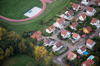 Quartier Altenstadt in Wissembourg dans le département Bas Rhin, France vue d'en haut