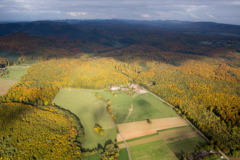 Vue aérienne de Villa le Riessack à Niederbronn-les-Bains dans le département Bas Rhin, France