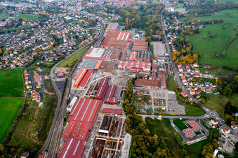 Vue aérienne de Site de l'usine Alstom Transport Reichshoffen à Reichshoffen dans le département Bas Rhin, France