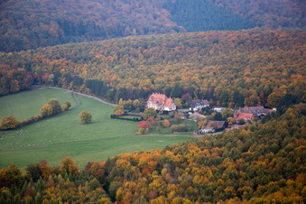Villa le Riessack à Niederbronn-les-Bains dans le département Bas Rhin, France depuis l'avion