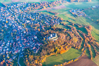 Vue aérienne de Veste de musée Otzberg à le quartier Hering in Otzberg dans le département Hesse, Allemagne