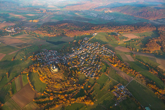 Vue oblique de Forteresse Otzberg à le quartier Hering in Otzberg dans le département Hesse, Allemagne