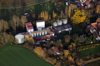 Vue oblique de Moulin de Bischoff à le quartier Appenhofen in Billigheim-Ingenheim dans le département Rhénanie-Palatinat, Allemagne