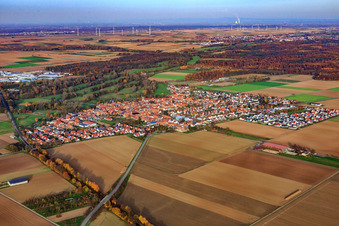 Vue aérienne de Vue de la ville depuis le sud-ouest à Steinweiler dans le département Rhénanie-Palatinat, Allemagne