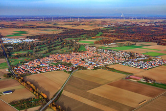 Vue aérienne de Vue de la ville depuis le sud-ouest à Steinweiler dans le département Rhénanie-Palatinat, Allemagne