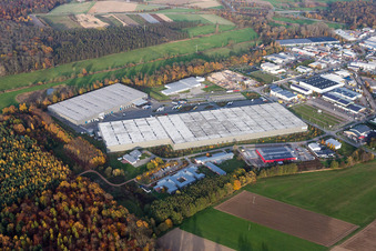 Vue aérienne de Zone industrielle et implantation d'entreprise Horst avec Friedrich Zufall GmbH & Co. KG International Freight Forwarding à le quartier Minderslachen in Kandel dans le département Rhénanie-Palatinat, Allemagne