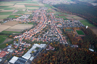 Vue aérienne de Champs agricoles et terres agricoles à Hatzenbühl dans le département Rhénanie-Palatinat, Allemagne