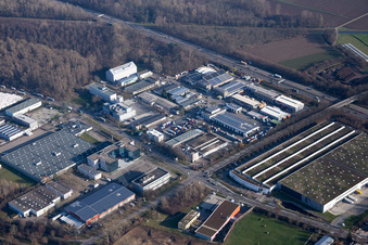 Vue aérienne de Au Roßweid à le quartier Grötzingen in Karlsruhe dans le département Bade-Wurtemberg, Allemagne
