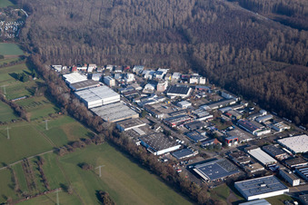 Vue oblique de Au Roßweid à le quartier Grötzingen in Karlsruhe dans le département Bade-Wurtemberg, Allemagne