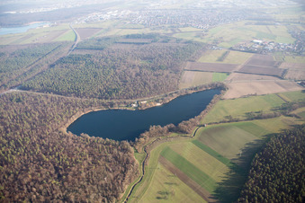 Vue aérienne de Lac Seven-Alder à le quartier Neuthard in Karlsdorf-Neuthard dans le département Bade-Wurtemberg, Allemagne