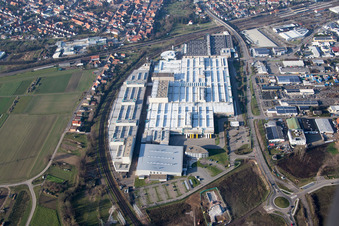 Vue aérienne de Locaux de l'usine SEW-EURODRIVE GmbH & Co KG à le quartier Graben in Graben-Neudorf dans le département Bade-Wurtemberg, Allemagne