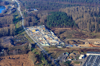 Vue aérienne de Gravier de jardin à le quartier Neudorf in Graben-Neudorf dans le département Bade-Wurtemberg, Allemagne