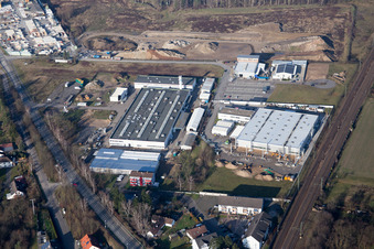 Vue aérienne de Parc industriel Siemensstr à le quartier Neudorf in Graben-Neudorf dans le département Bade-Wurtemberg, Allemagne