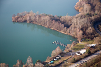 Vue aérienne de Club de voile Graben Neudorf à le quartier Neudorf in Graben-Neudorf dans le département Bade-Wurtemberg, Allemagne