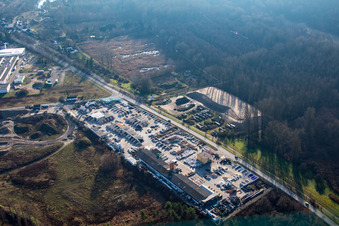 Vue aérienne de Gravier de jardin à le quartier Neudorf in Graben-Neudorf dans le département Bade-Wurtemberg, Allemagne