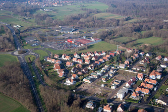Lauterbourg dans le département Bas Rhin, France vu d'un drone