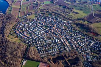 Photographie aérienne de Du nord à le quartier Neuburgweier in Rheinstetten dans le département Bade-Wurtemberg, Allemagne