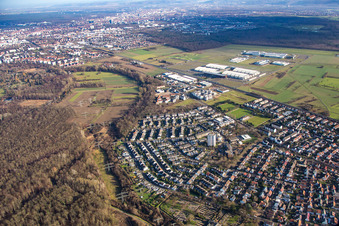 Photographie aérienne de Du sud-ouest à le quartier Forchheim in Rheinstetten dans le département Bade-Wurtemberg, Allemagne