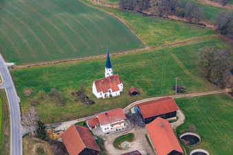 Photographie aérienne de Église filiale de Gambach à le quartier Schalldorf in Postmünster dans le département Bavière, Allemagne