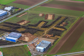 Vue aérienne de Fouilles/enquêtes archéologiques dans le parc industriel W à Herxheim bei Landau dans le département Rhénanie-Palatinat, Allemagne