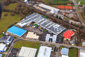 Vue aérienne de VIP-LASER, RelineEurope GmbH et Herzog Etiketten KG à Rohrbach dans le département Rhénanie-Palatinat, Allemagne