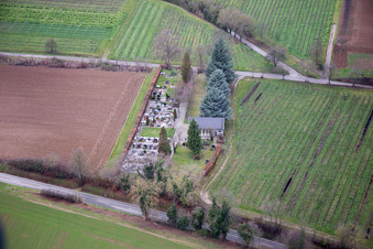 Vue aérienne de Cimetière à le quartier Mühlhofen in Billigheim-Ingenheim dans le département Rhénanie-Palatinat, Allemagne