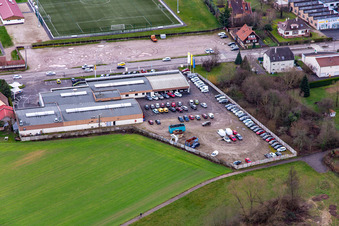 Vue aérienne de Supermarché MATCH à le quartier Altenstadt in Wissembourg dans le département Bas Rhin, France