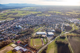 Vue aérienne de Salle celtique à le quartier Mörsch in Rheinstetten dans le département Bade-Wurtemberg, Allemagne