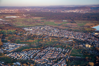 Vue aérienne de Et Würmesheim à Durmersheim dans le département Bade-Wurtemberg, Allemagne