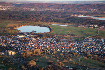 Vue aérienne de Gravière du sud-ouest à Durmersheim dans le département Bade-Wurtemberg, Allemagne