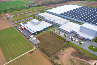 Vue aérienne de Parc industriel Interpark avec Progroup Board GmbH et Tricor Packaging & Logistics AG à Offenbach an der Queich dans le département Rhénanie-Palatinat, Allemagne