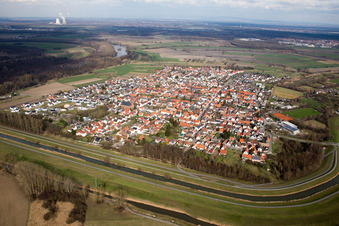 Vue oblique de Quartier Rußheim in Dettenheim dans le département Bade-Wurtemberg, Allemagne