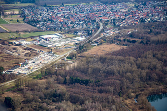 Vue oblique de Gravier de jardin à le quartier Neudorf in Graben-Neudorf dans le département Bade-Wurtemberg, Allemagne