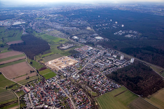 Vue aérienne de Quartier Büchig in Stutensee dans le département Bade-Wurtemberg, Allemagne