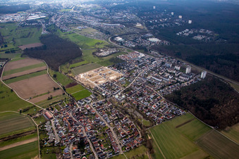 Vue aérienne de Quartier Büchig in Stutensee dans le département Bade-Wurtemberg, Allemagne