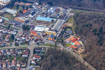 Vue aérienne de Maximilianstraße avec Krapp Gate et Door Technology IV à Jockgrim dans le département Rhénanie-Palatinat, Allemagne