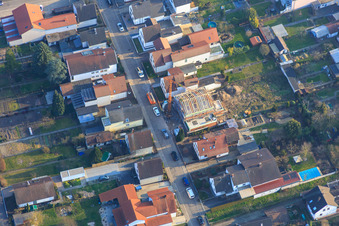 Vue aérienne de Chantier de construction d'un nouveau bâtiment à Lindenstr à Kandel dans le département Rhénanie-Palatinat, Allemagne