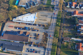 Vue aérienne de NETTO et ALDI sur la Lauterburger Straße à Kandel dans le département Rhénanie-Palatinat, Allemagne