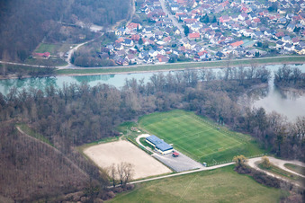 Vue aérienne de FV Germania Plittersdorf 1931 eV à le quartier Plittersdorf in Rastatt dans le département Bade-Wurtemberg, Allemagne