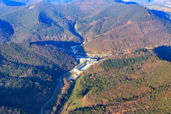 Photographie aérienne de Zone industrielle de la Wasgausstraße avec Buchmann GmbH et CHRIPA Paletten GmbH & Co. KG à le quartier Sarnstall in Annweiler am Trifels dans le département Rhénanie-Palatinat, Allemagne