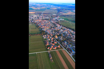 Photographie aérienne de Rue principale vue de l'ouest à Insheim dans le département Rhénanie-Palatinat, Allemagne