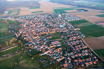 Vue aérienne de Vue sur le village à Steinweiler dans le département Rhénanie-Palatinat, Allemagne