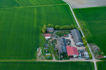 Vue oblique de Grettstadt dans le département Bavière, Allemagne
