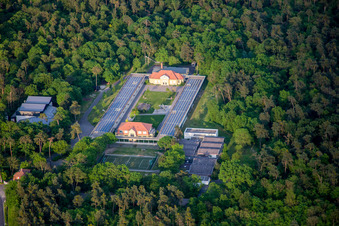 Vue aérienne de École Eugen Neter dans la forêt de Blumenau à le quartier Sandhofen in Mannheim dans le département Bade-Wurtemberg, Allemagne