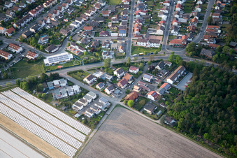 Vue aérienne de Chemin des Birken à le quartier Neuschloß in Lampertheim dans le département Hesse, Allemagne