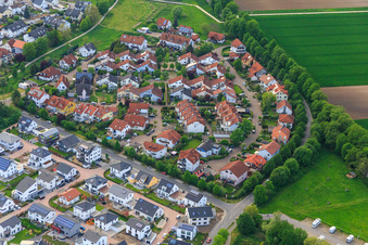 Vue aérienne de Et. Quartier résidentiel Glockenwiese à Lorsch dans le département Hesse, Allemagne