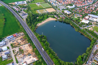 Vue aérienne de Lac de baignade Bensheim de GGEW AG à Bensheim dans le département Hesse, Allemagne
