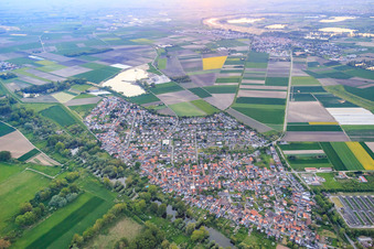Photographie aérienne de Vue de la ville depuis le nord-est à Hamm am Rhein dans le département Rhénanie-Palatinat, Allemagne